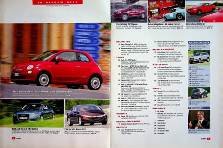 Inhaltsverzeichnis Auto Motor und Sport 15/2007