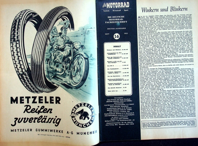 Inhaltsverzeichnis Motorrad 16/1951