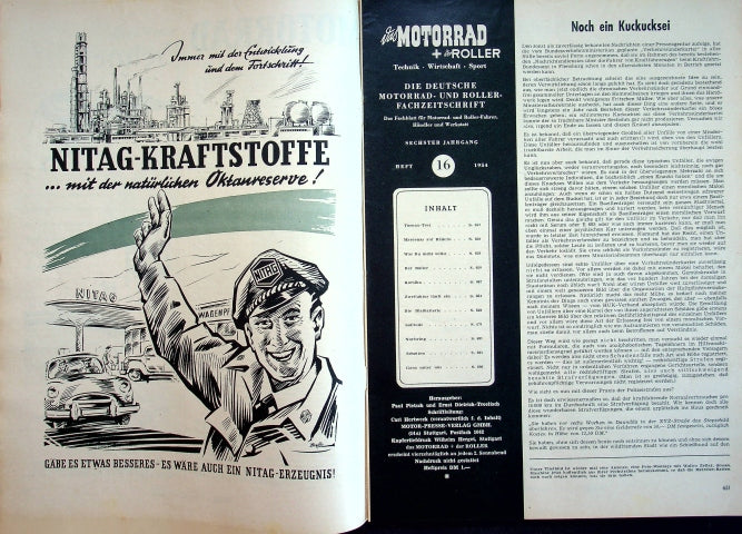 Inhaltsverzeichnis Motorrad 16/1954