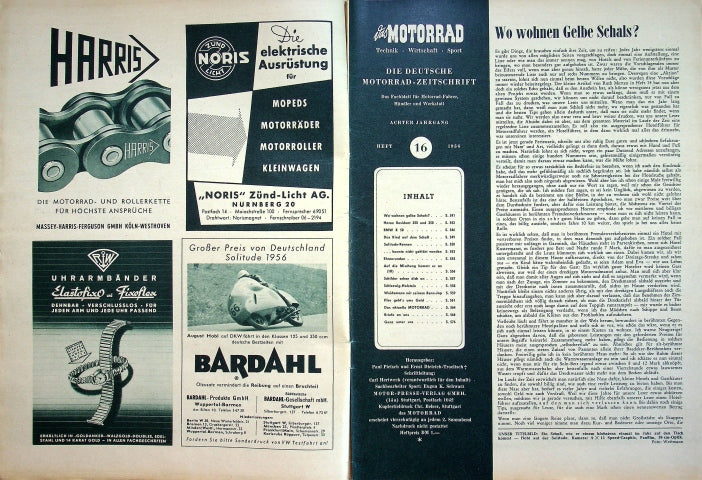 Inhaltsverzeichnis Motorrad 16/1956
