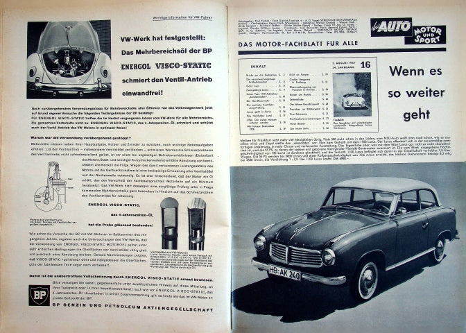Inhaltsverzeichnis Auto Motor und Sport 16/1957