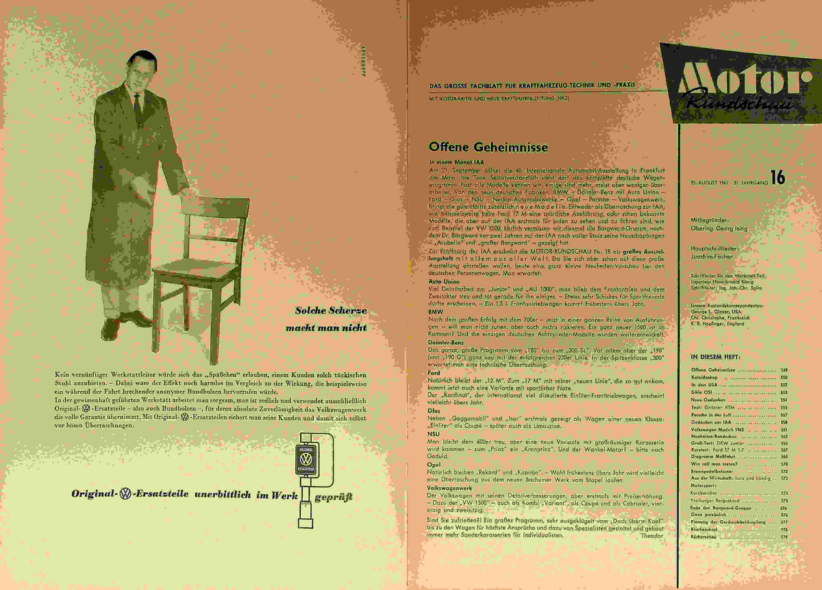 Inhaltsverzeichnis Motor Rundschau 16/1961