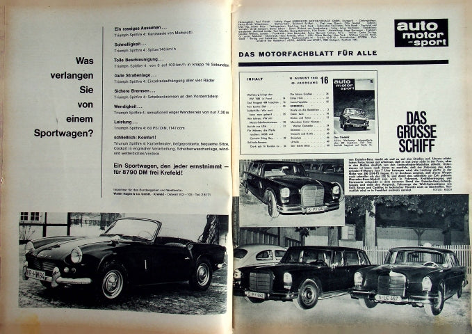 Inhaltsverzeichnis Auto Motor und Sport 16/1963