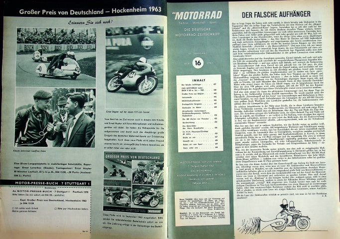 Inhaltsverzeichnis Motorrad 16/1963