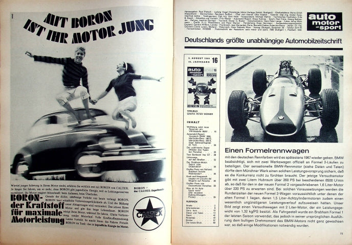 Inhaltsverzeichnis Auto Motor und Sport 16/1966