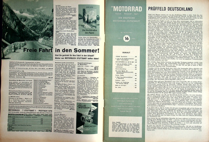 Inhaltsverzeichnis Motorrad 16/1966