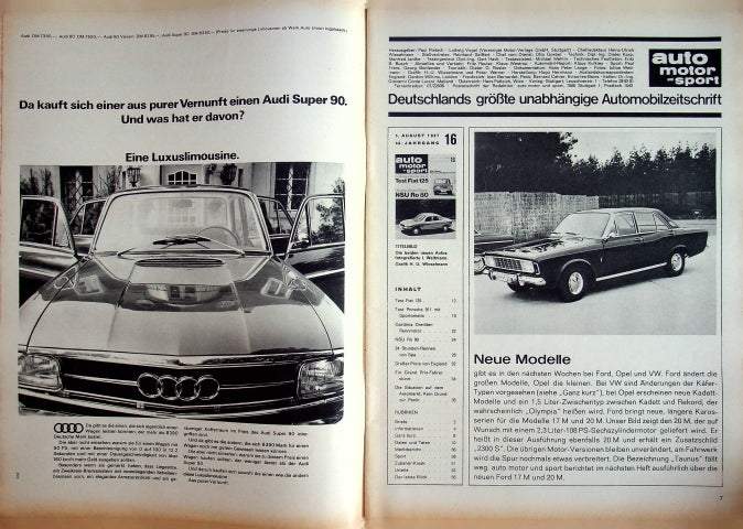 Inhaltsverzeichnis Auto Motor und Sport 16/1967