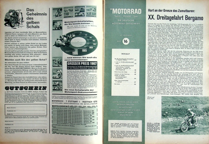Inhaltsverzeichnis Motorrad 16/1967