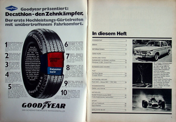 Inhaltsverzeichnis Auto Motor und Sport 16/1968