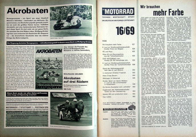 Inhaltsverzeichnis Motorrad 16/1969