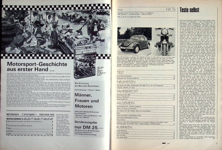 Inhaltsverzeichnis MOT 16/1970