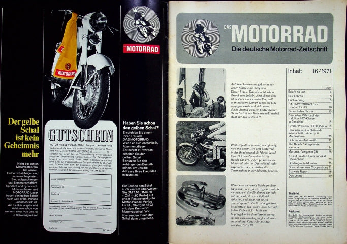 Inhaltsverzeichnis Motorrad 16/1971