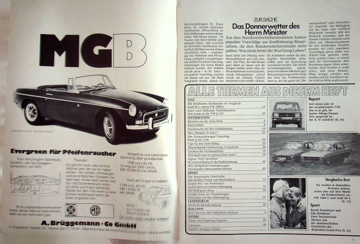 Inhaltsverzeichnis Autozeitung 16/1971