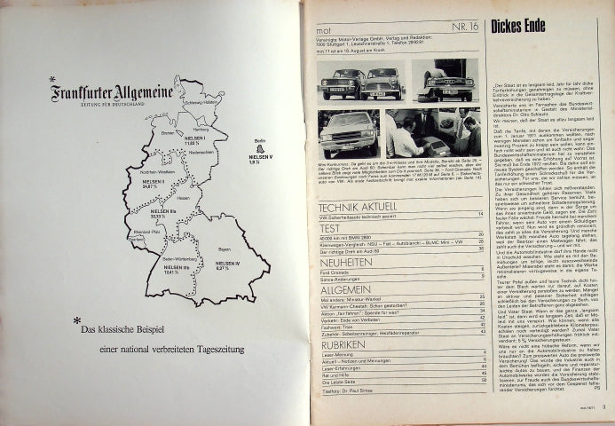 Inhaltsverzeichnis MOT 16/1971