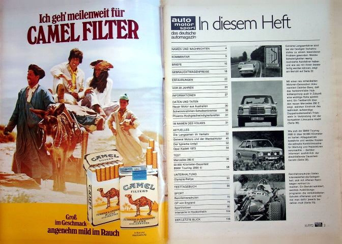 Inhaltsverzeichnis Auto Motor und Sport 16/1972