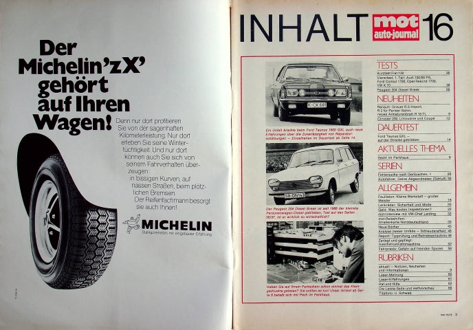 Inhaltsverzeichnis MOT 16/1972