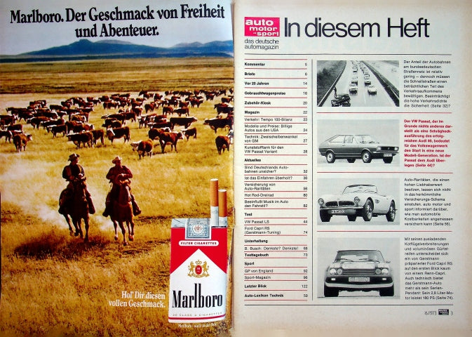 Inhaltsverzeichnis Auto Motor und Sport 16/1973