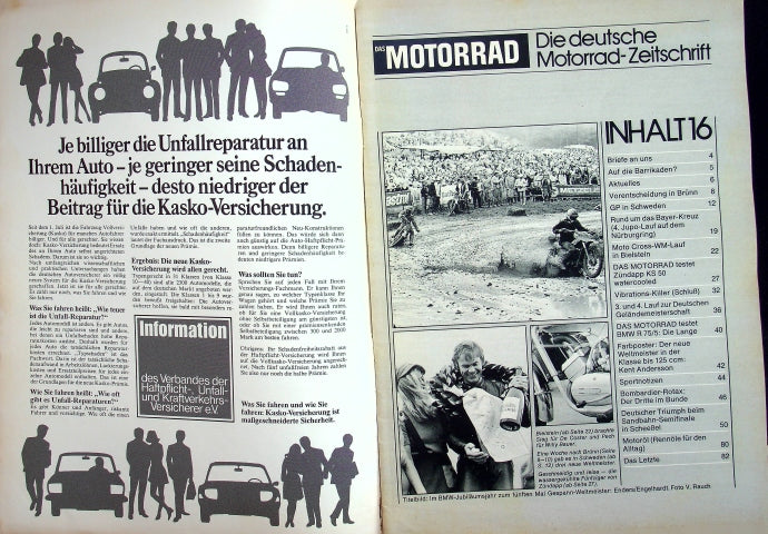 Inhaltsverzeichnis Motorrad 16/1973