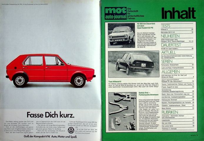 Inhaltsverzeichnis MOT 16/1974