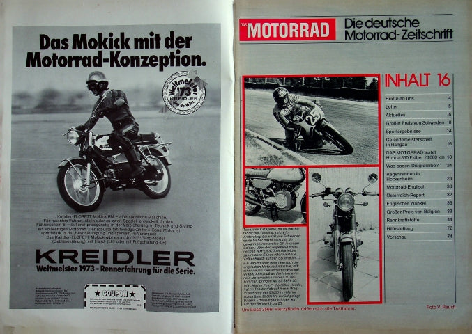 Inhaltsverzeichnis Motorrad 16/1974