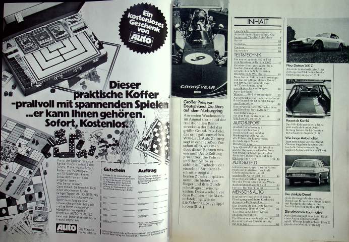 Inhaltsverzeichnis Autozeitung 16/1974