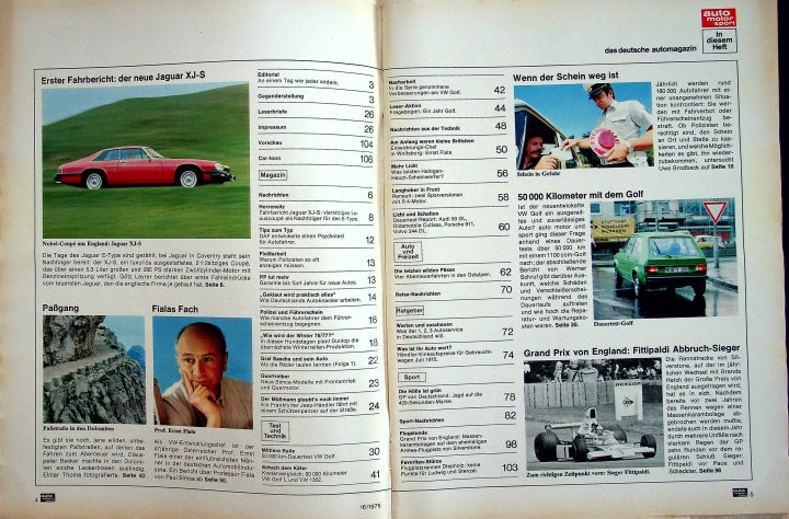 Inhaltsverzeichnis Auto Motor und Sport 16/1975