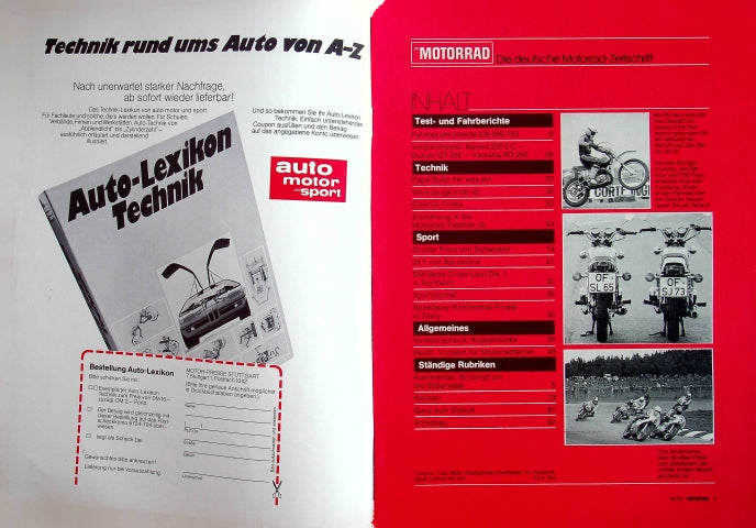 Inhaltsverzeichnis Motorrad 16/1975