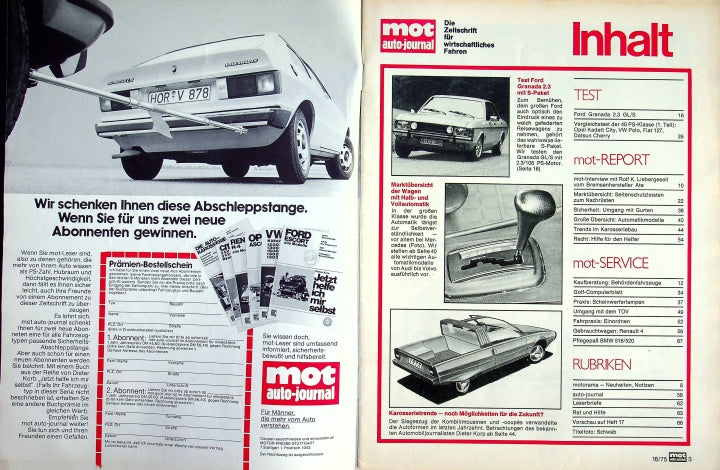 Inhaltsverzeichnis MOT 16/1975