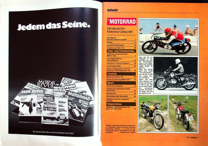 Inhaltsverzeichnis Motorrad 16/1976