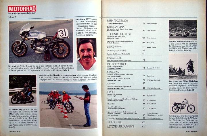 Inhaltsverzeichnis Motorrad 16/1977