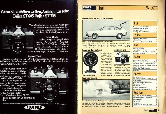 Inhaltsverzeichnis MOT 16/1977