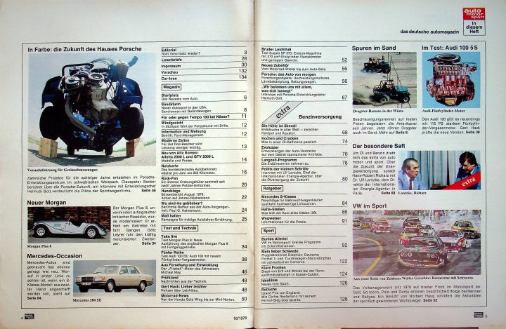 Inhaltsverzeichnis Auto Motor und Sport 16/1978