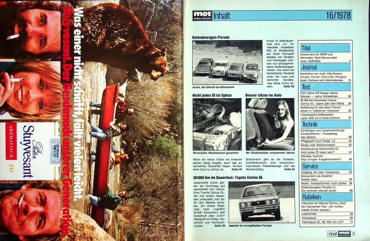 Inhaltsverzeichnis MOT 16/1978