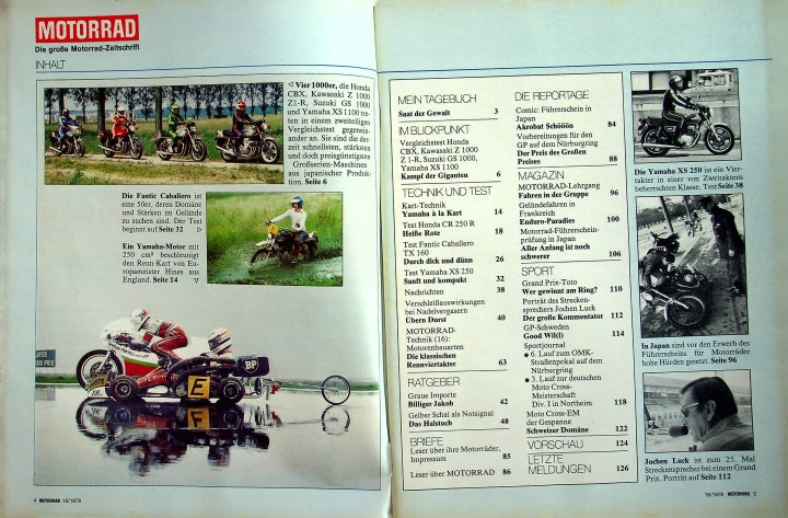 Inhaltsverzeichnis Motorrad 16/1978