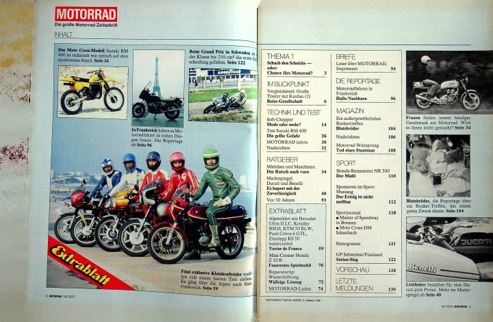 Inhaltsverzeichnis Motorrad 16/1979