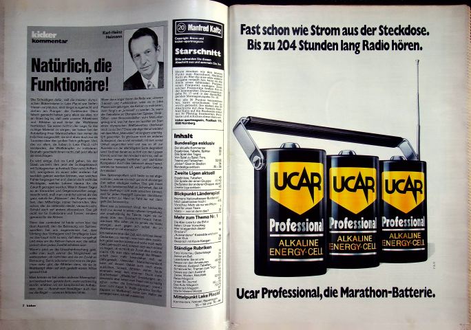 Inhaltsverzeichnis Kicker 16/1980