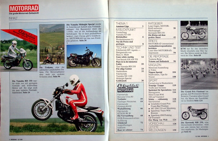 Inhaltsverzeichnis Motorrad 16/1980