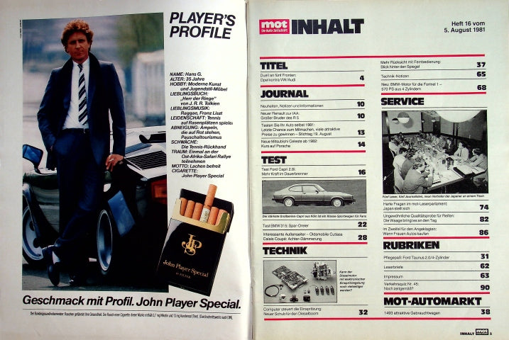 Inhaltsverzeichnis MOT 16/1981