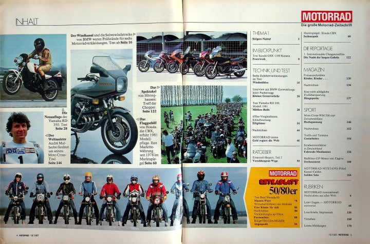 Inhaltsverzeichnis Motorrad 16/1981
