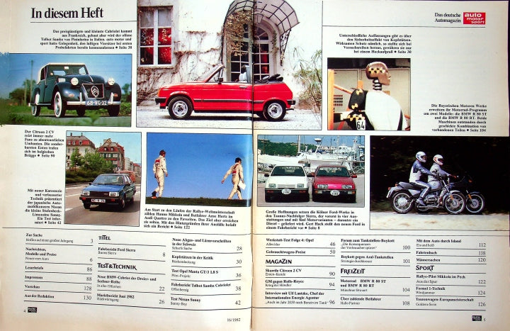 Inhaltsverzeichnis Auto Motor und Sport 16/1982
