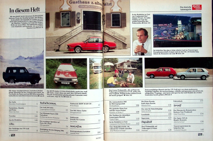 Inhaltsverzeichnis Auto Motor und Sport 16/1983