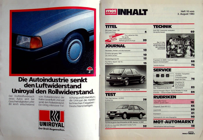 Inhaltsverzeichnis MOT 16/1983