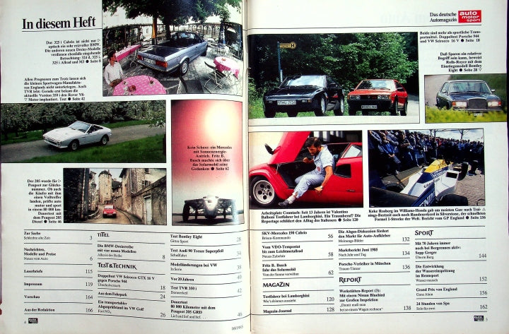Inhaltsverzeichnis Auto Motor und Sport 16/1985