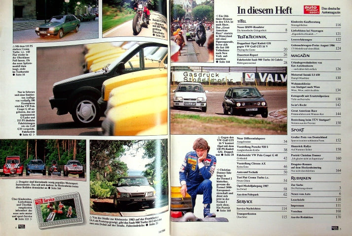 Inhaltsverzeichnis Auto Motor und Sport 16/1986