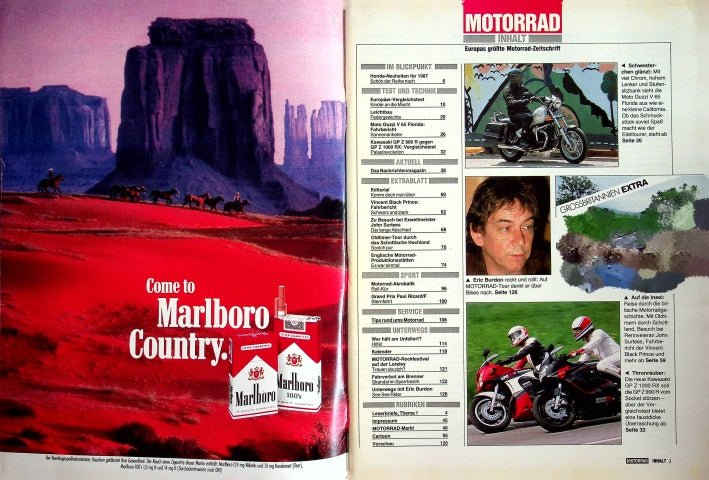 Inhaltsverzeichnis Motorrad 16/1986