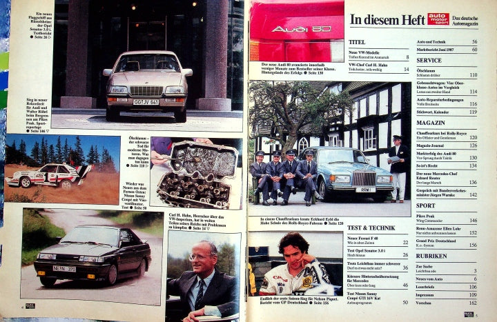 Inhaltsverzeichnis Auto Motor und Sport 16/1987