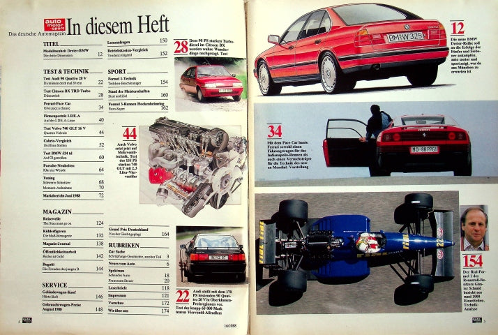 Inhaltsverzeichnis Auto Motor und Sport 16/1988