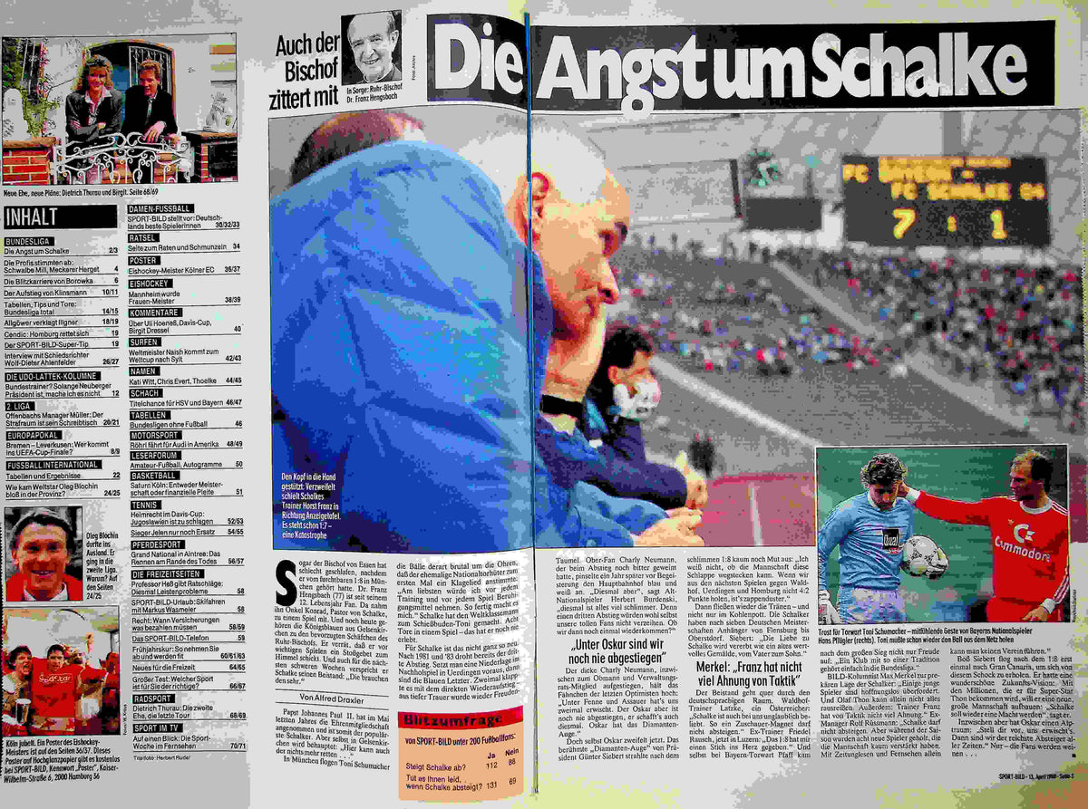 Inhaltsverzeichnis Sport Bild 16/1988