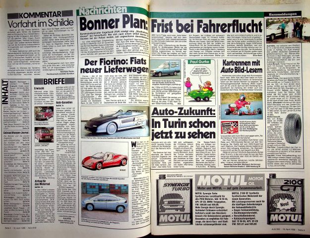 Inhaltsverzeichnis Auto Bild 16/1988