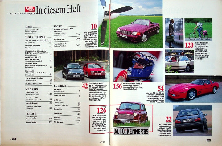 Inhaltsverzeichnis Auto Motor und Sport 16/1989